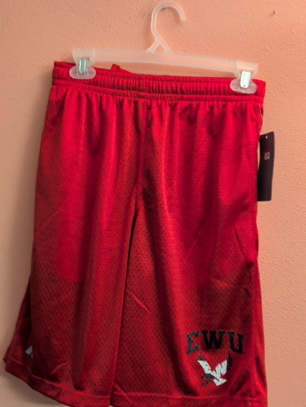 Russell Athletic Red Men's Mesh Athletic Shorts with EWU Patch